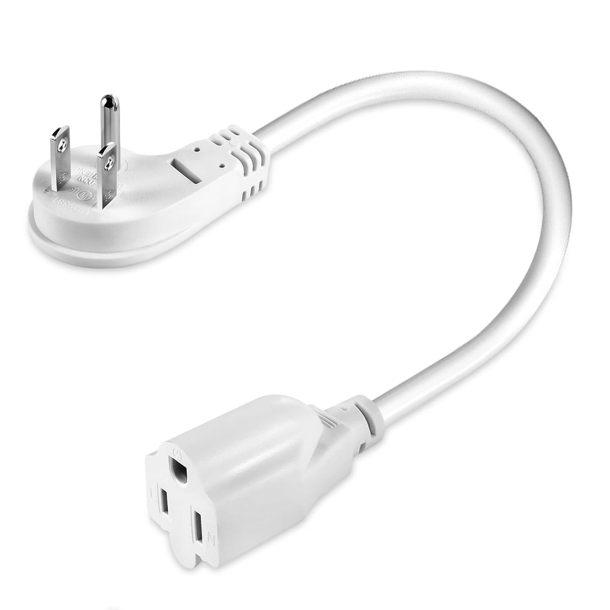 1875W Short Extension Cord,15A 14Awg Low Profile Flat Plug Heavy Duty Extension Cord Outlet Saver 3 Prong Grounded Power Extensi