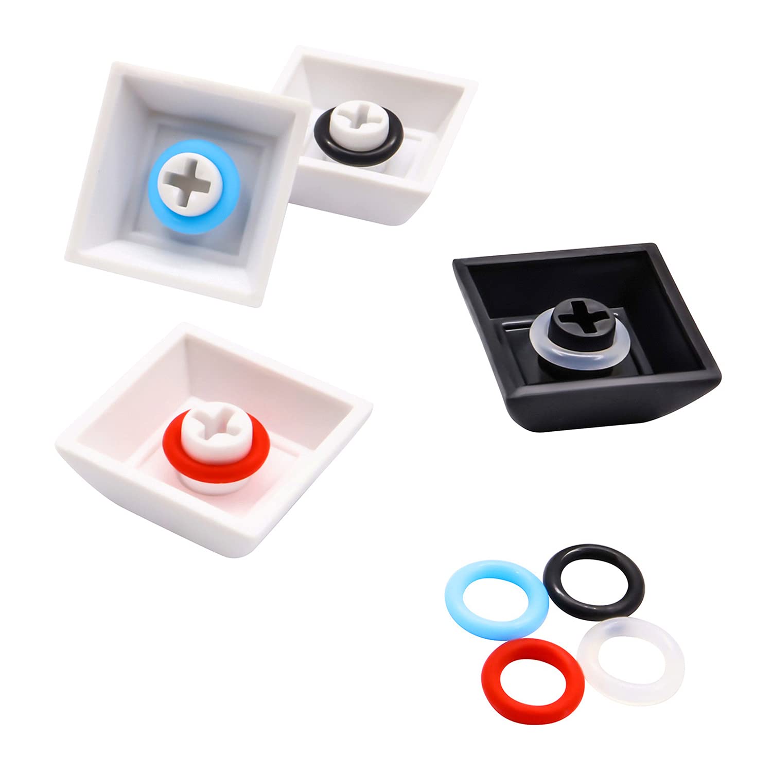 Threebulls 120Pcs Clear Rubber O Ring Keyboard, O Rings Keycaps, Switch Dampeners Keycap, For Cherry Mx Key Switch Keyboards Dampers,Red