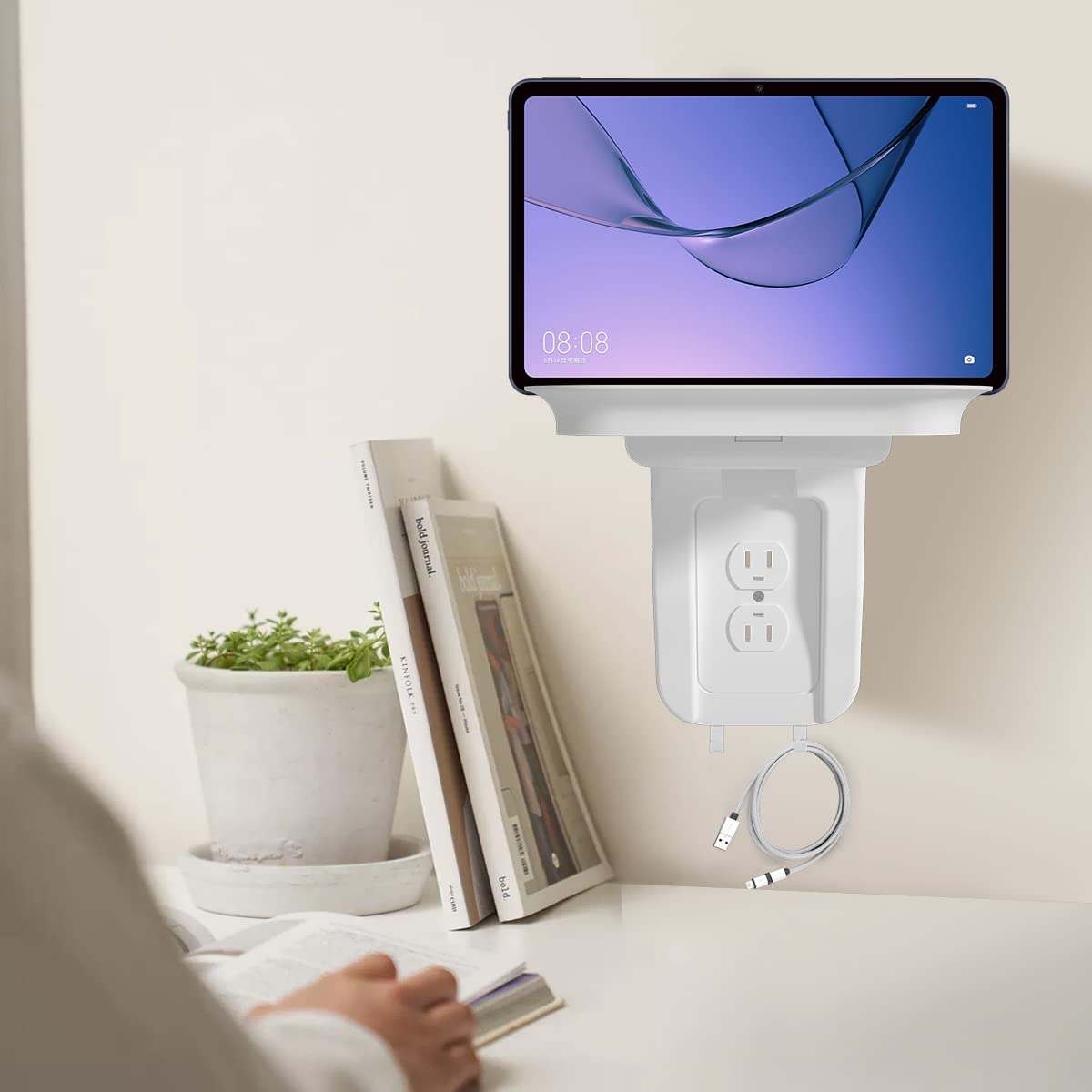 Suptek Large Wall Outlet Shelf,Home Wall Shelf Organizer For Outlets,Perfect For Bathroom Kitchen,Bedrooms,Ideal For Cell Phone