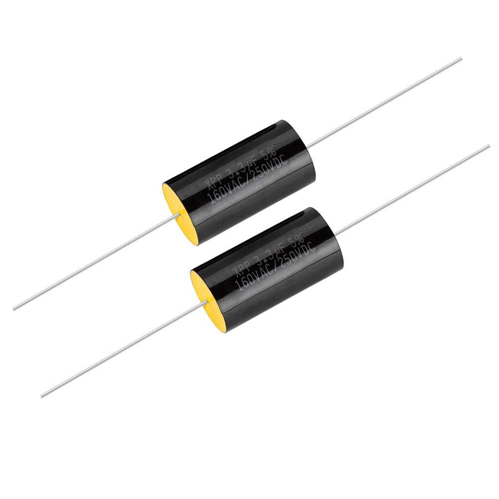 Zerone 2Pcs Capacitor Frequency Divider Capacitance Audio Speaker Capacitor With Pure Copper Wire Pins(3.3Uf)