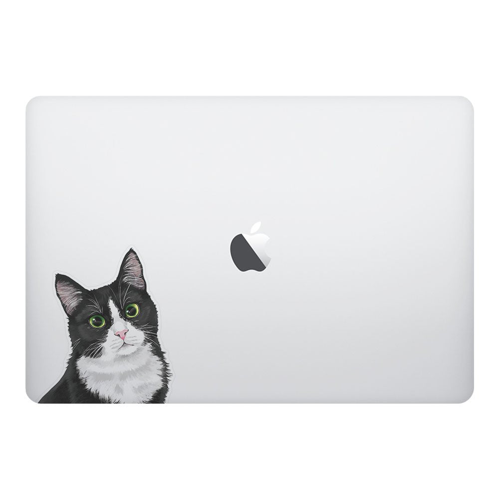 Fincibo 5 X 5 Inch Cute Black White Tuxedo Cat Removable Vinyl Decal Stickers For Ipad Macbook Laptop (Or Any Flat Surface)