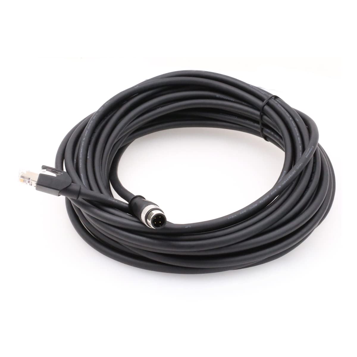 Szrmcc M12 Ethernet Cable D Code 4 Pin Male To Rj45 Connector High Flex Cat5E Shielded Waterproof Network Cable For Industrial Camera Sensor (15M,Black)