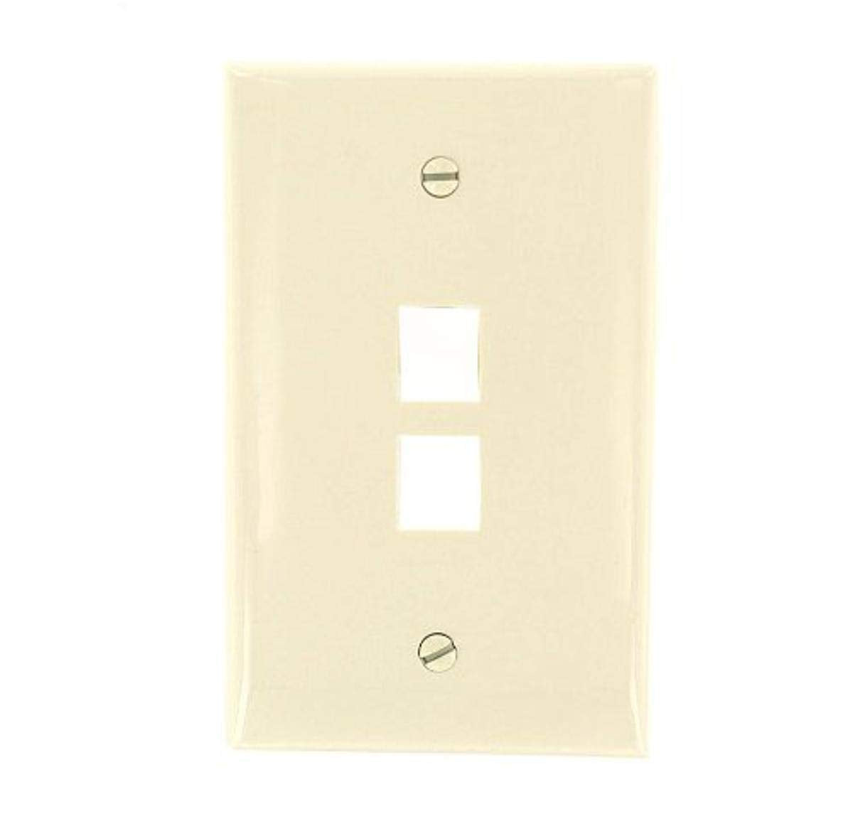 Leviton 41091 2Tn Quickport Midsize Wallplate, Single Gang, 2 Port, Light Almond