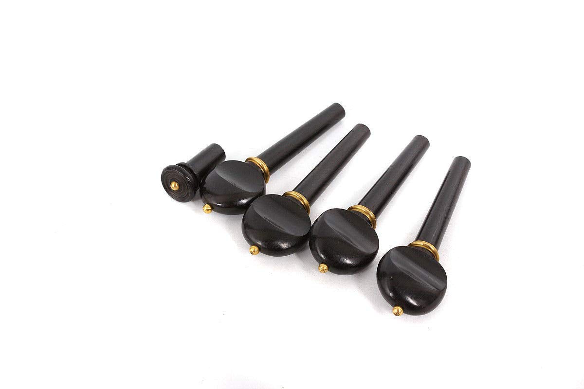Yinfente 4/4 Violin Kit Full Size Violin Accessories Peg Tailpiece Fine Tuner Chin Rest Clamp End Pin Ebony Wood (4/4)