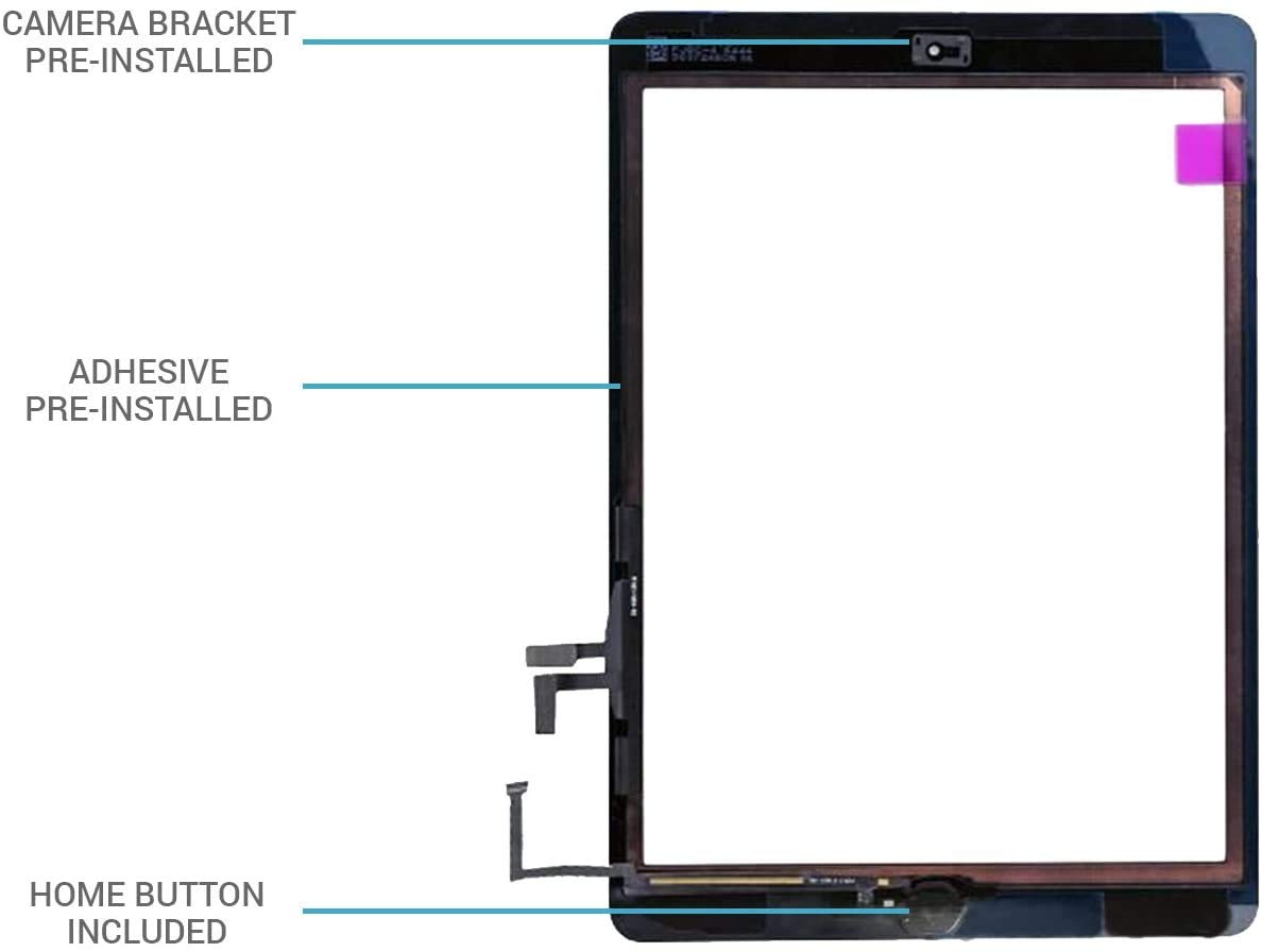 Dedia Black Touch Screen Replacement For Ipad 5/Ipad Air 2013 9.7 Inch, A1474 A1475 A1476 Digitizer Glass Assembly With Home But