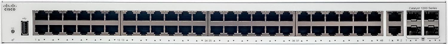 Cisco Catalyst 1000 48T 4G L Network Switch, 48 Gigabit Ethernet Ports, 4 1G Sfp Uplink Ports, Enhanced Limited (C1000 48T 4G L)