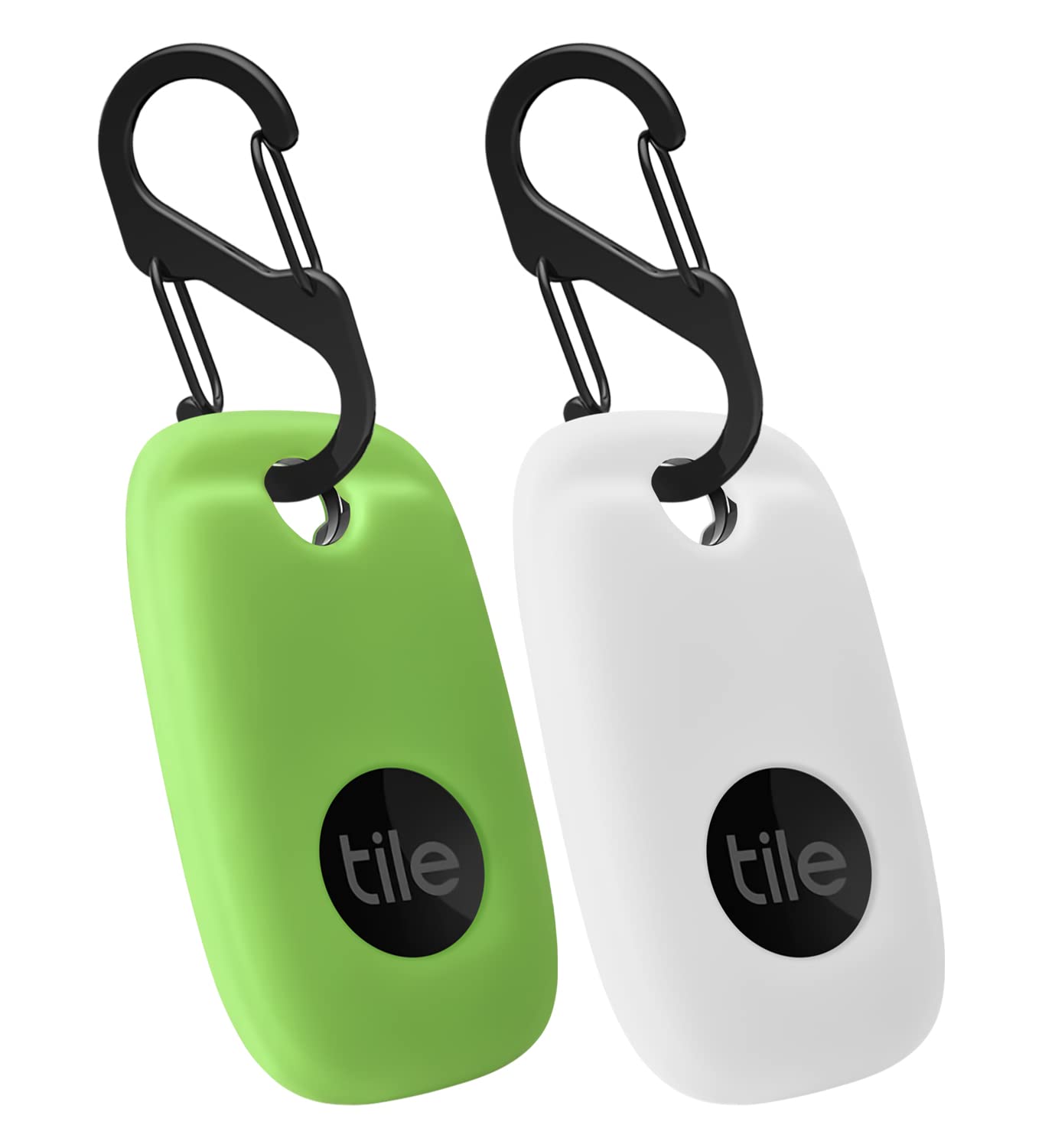 Geiomoo Silicone Case For Tile Pro 2022 Tracker, Soft Flexible Scratch Resistant Cover With Carabiner (2 Pack White+Fluorescent 