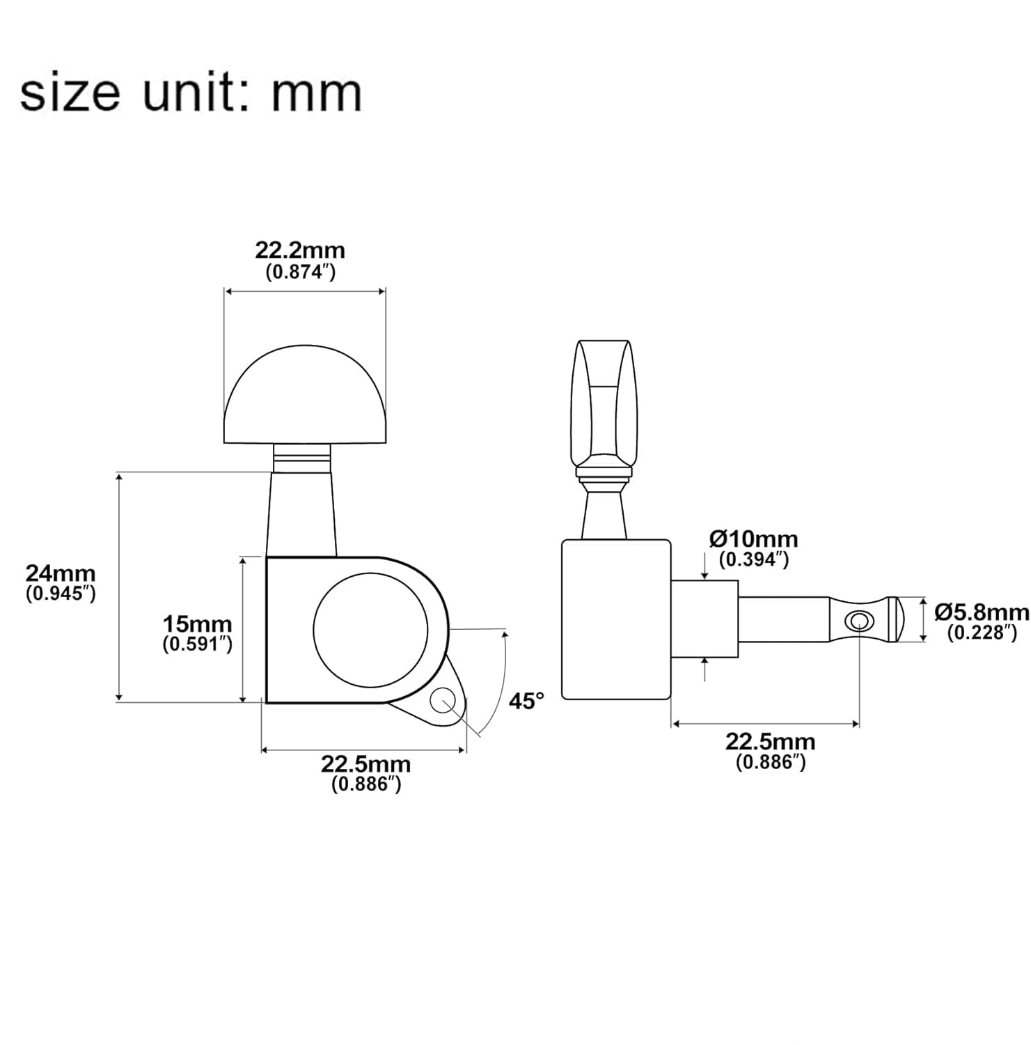 Harpfeas 6 Pieces 3L3R Guitar Tuner Pegs,Big Semicircle Sealed Guitar Tuning Pegs Tuners Machine Heads,For Acoustic Or Electric