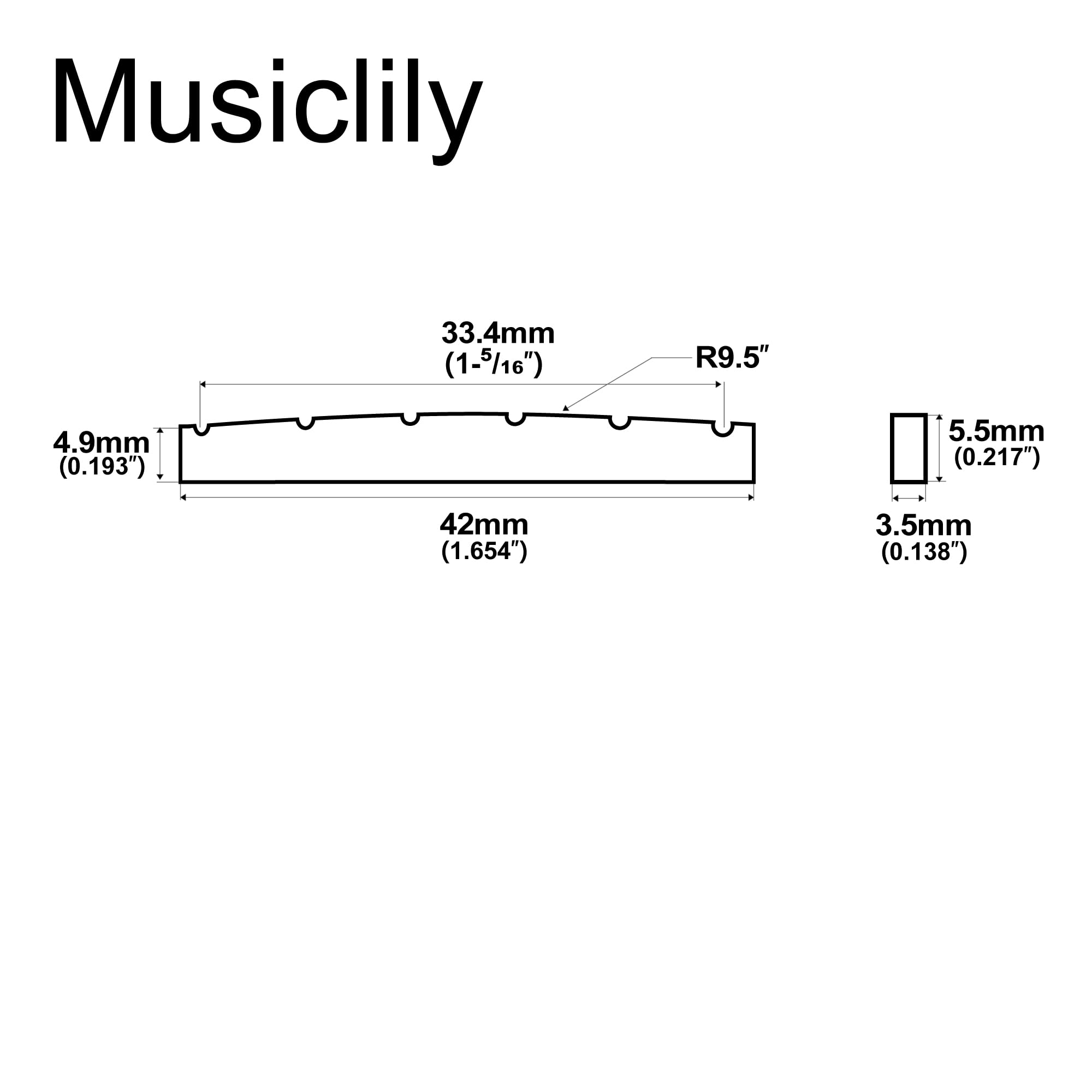 Musiclily Pro Urea Resin Plastic Slotted 42Mm Strat Tele Electric Guitar Nuts Flat Bottom For 6 String Stratocaster/Telecaster G