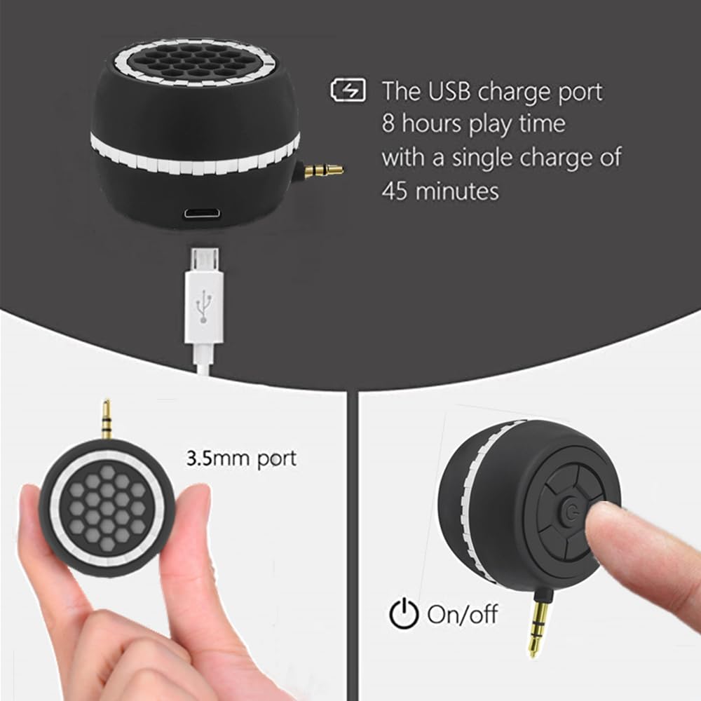 Leadsound Portable Speaker, Crystal 3W 27Mm 8O Mini Wireless Speaker With 3.5Mm Aux Audio Jack Plug In Clear Bass Micro Usb Port