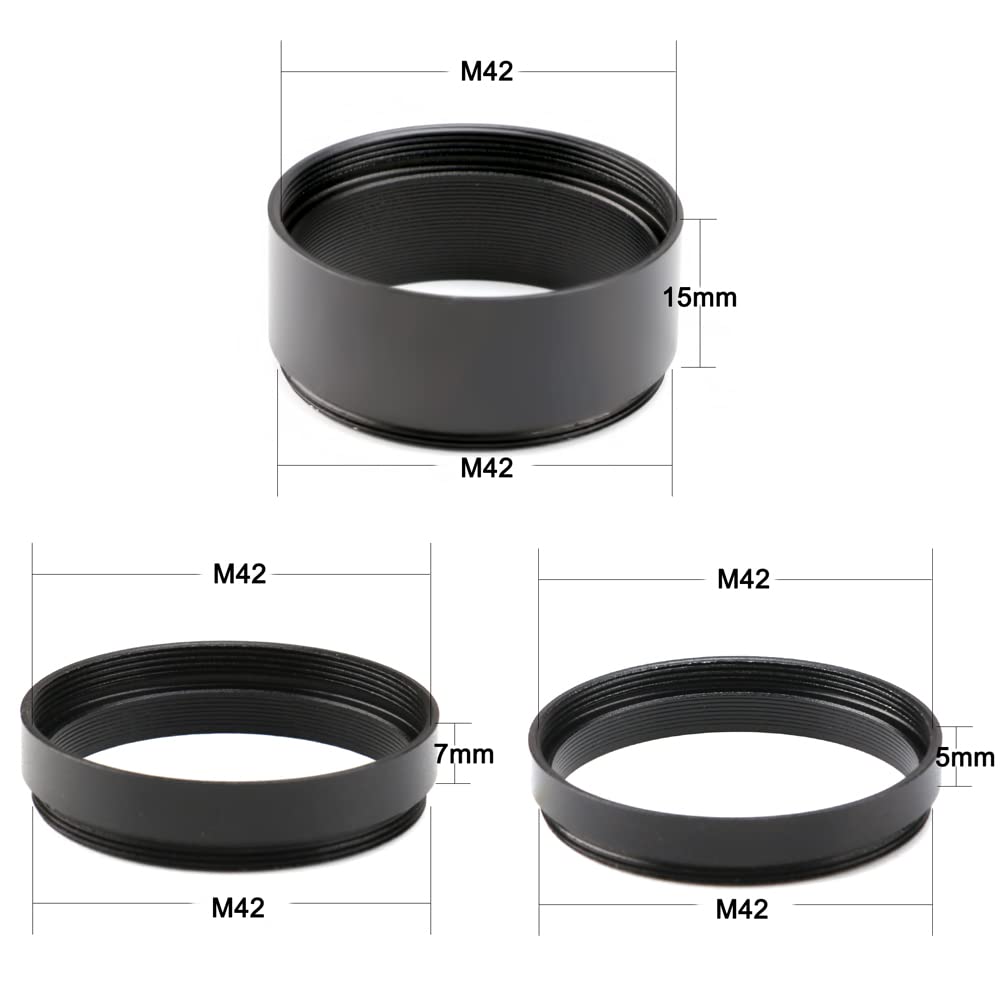 Starboosa Telescope T2 Extension Tube Kit For Slr Cameras And Eyepieces   Length 5Mm X3; 7Mm X3; 15Mm X3   M42X0.75 On Both Side