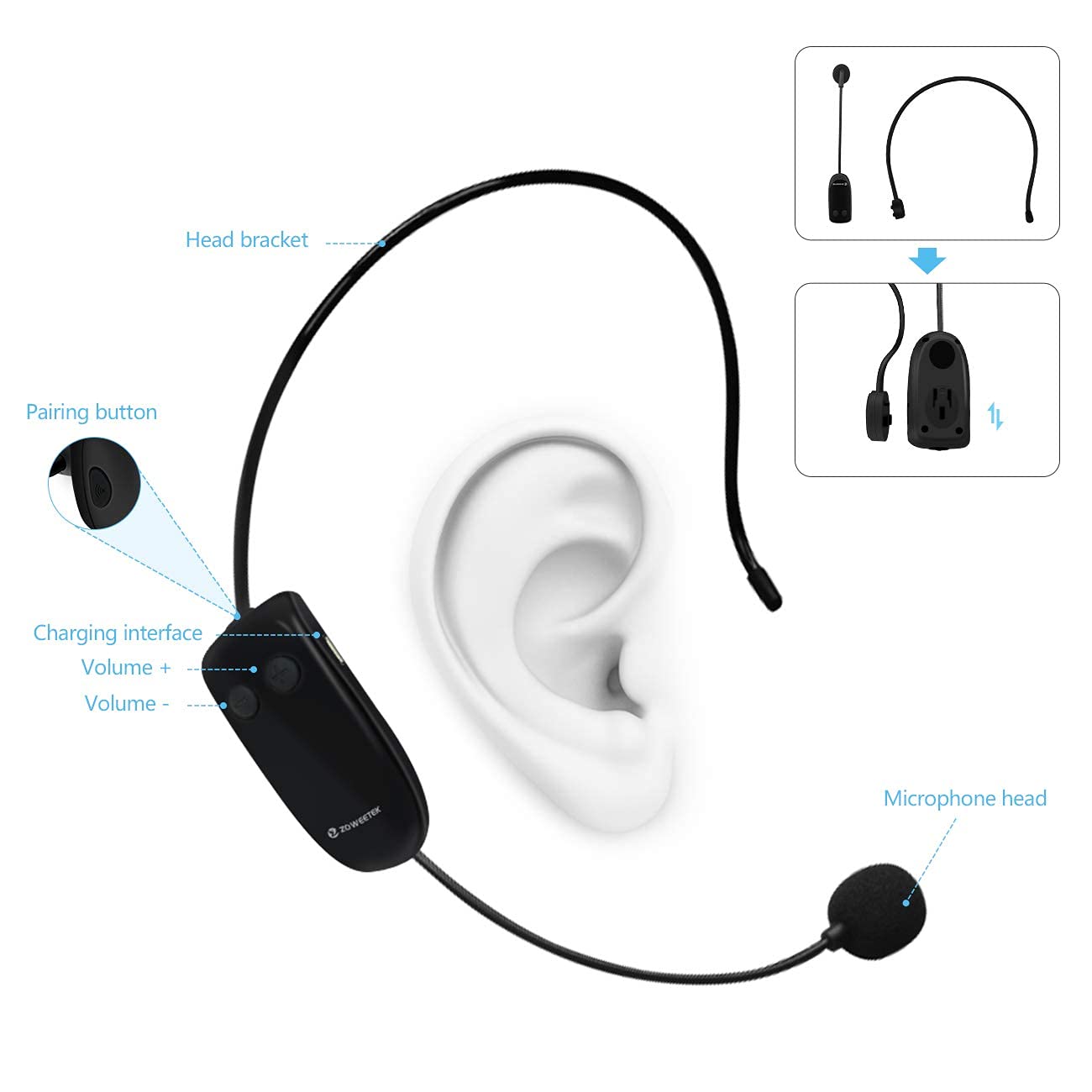 Zoweetek Wireless Voice Amplifier For Teachers With 2 Microphone, Original Voice Amplifier Wireless Microphone, Portable Speaker