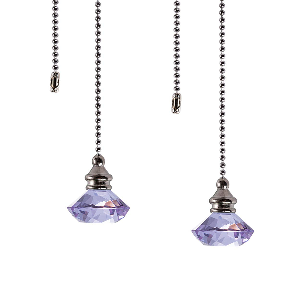 Ceiling Fan Pull Chain Set   2 Pieces Purple Diamond Fan Pull Chains 20 Inch Ceiling Fan Chain Extender With Chain Connector Hom