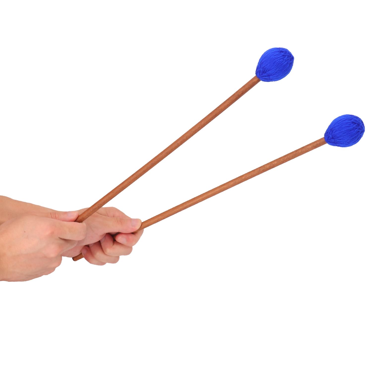 Geytetqi 2 Pair Blue Marimba Mallets   Professional Marimba Mallets Set With Yarn Mallets And Birch Handle, Medium Hard Mallets,