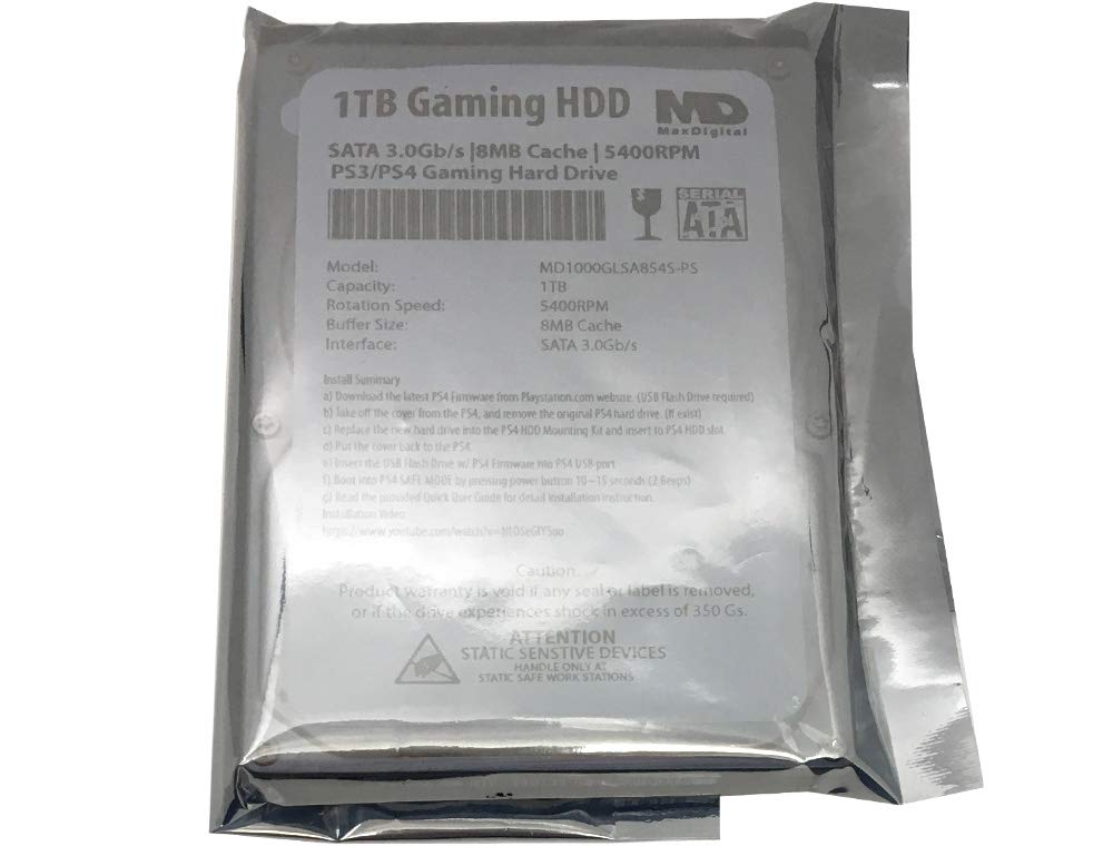 Maxdigitaldata (Md1000Glsa854 Ps) 1Tb 5400Rpm 8Mb Cache (9.5Mm) Sata 3.0Gb/S 2.5'' Gaming Hard Drive (For Ps3/Ps4)   2 Year Warr
