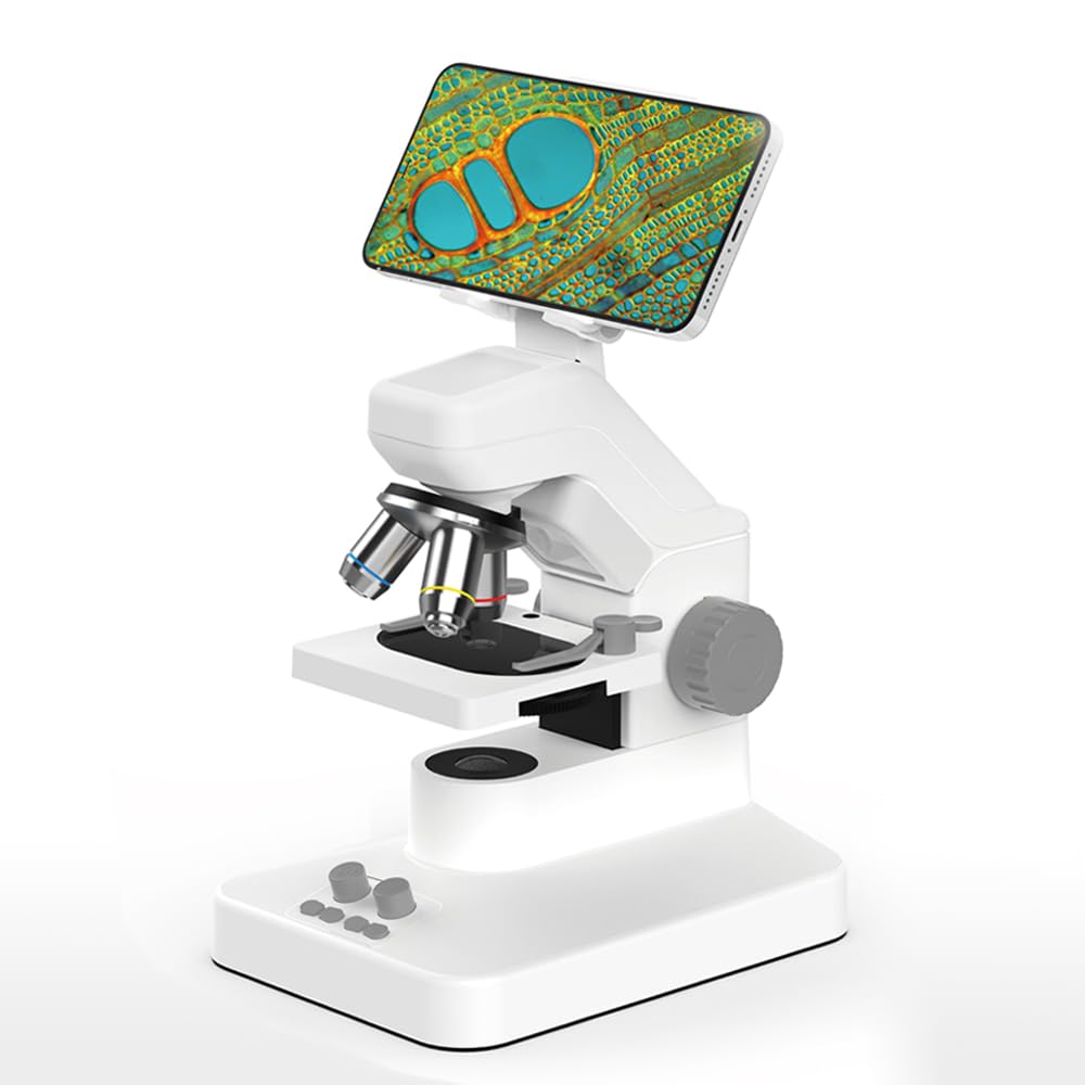 GEEFUNTECH WiFi Biological Digital Microscope 1600X Optical Objective Lenses, STEM Kids Microscope for Home Education, Android i