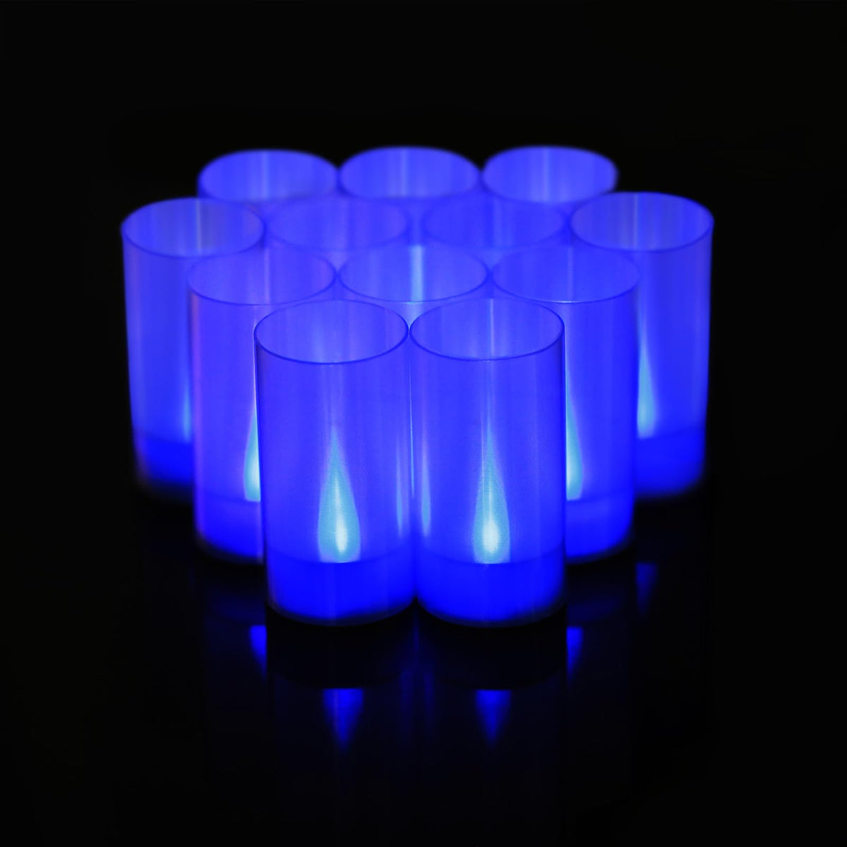Lanker Flameless Candles, Battery Operated Led Pillar Candles, D1.5 X H3 Inch, Romantic Flickering Blue Long Flame-Effect Light,