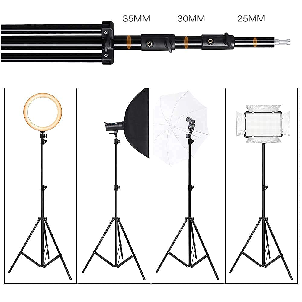 Itotin Heavy Duty Light Stand 9.5 Feet/2.8 Meters Adjustable Spring Cushioned Metal Photography Tripod Stand For Photo Studio Speedlight, Ring Light, Photographic Equipments Thickening Flash Stand
