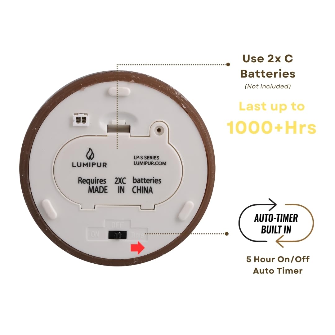 Lumipur Signature Natural Glow Flickering Flameless Led Wax Pillar Candle (3.5'' X 5'', Cocoa Brown)