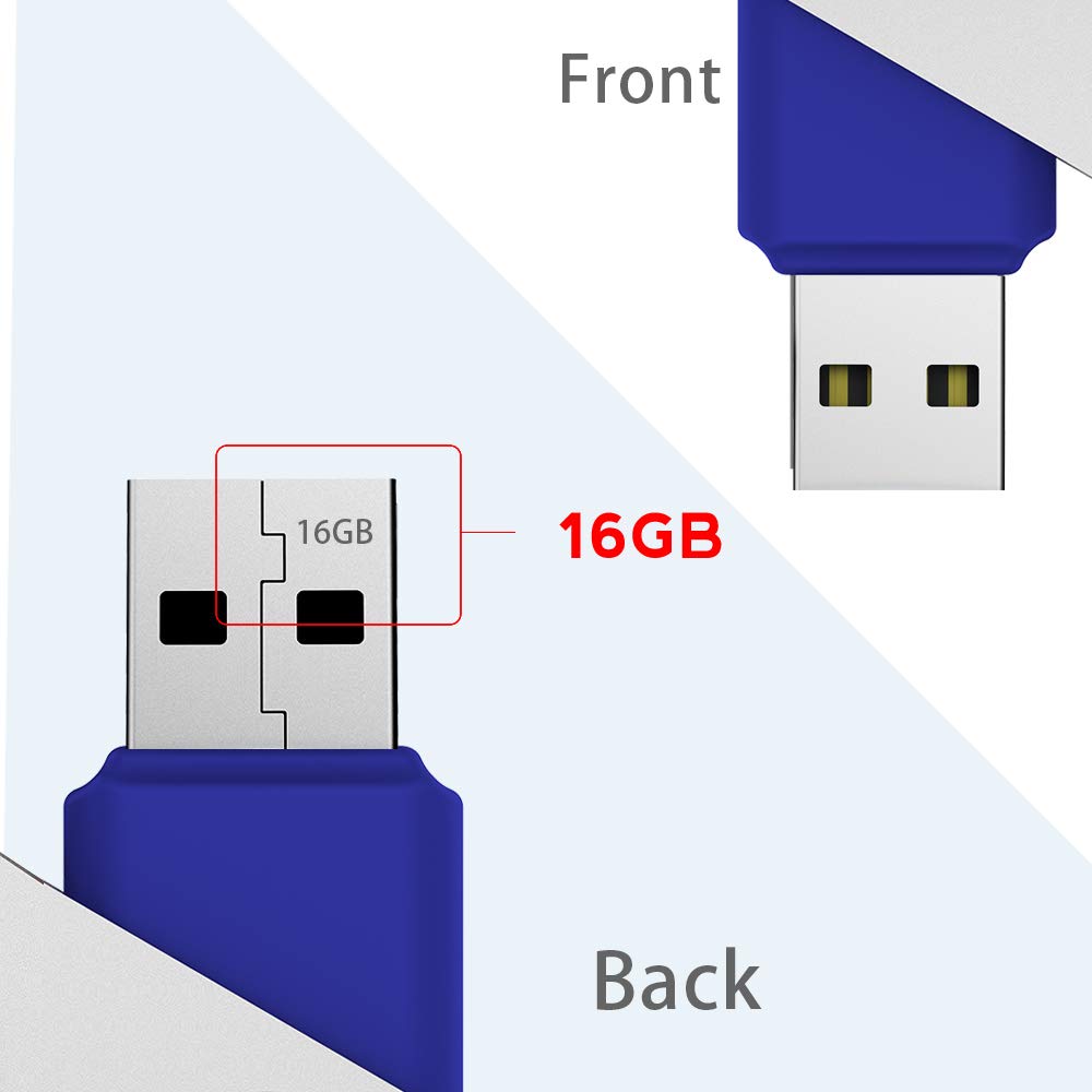 Mosdart 16Gb 10Pcs Usb 2.0 Bulk Flash Drives Swivel Design Memory Stick Storage With Led Indicator,10 Pack Blue