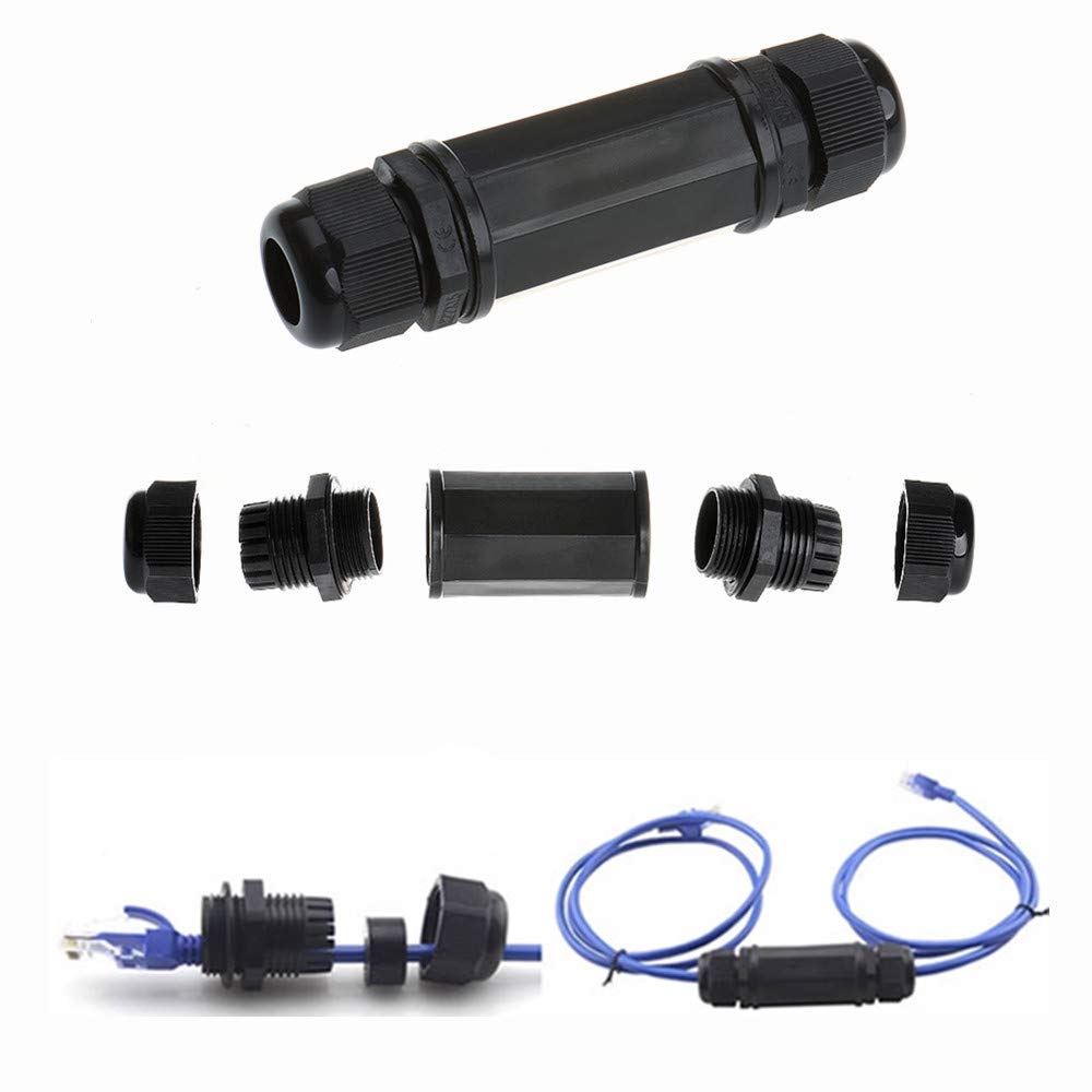 Anmbest 5Pcs M22Z Shielded Rj45 Waterproof Cat5/5E/6 8P8C Connector Ip67 Ethernet Lan Cable Connector Double Head Outdoor Lan Co