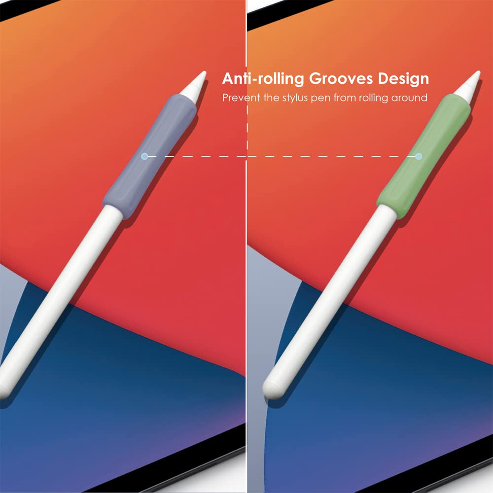 Proelife 2 Pack Ergonomics Grip Holder Anti Rolling Protective Sleeve Cover For Apple Pencil 2Nd & 1St Gen 2022 2018 Ipad Pro 12