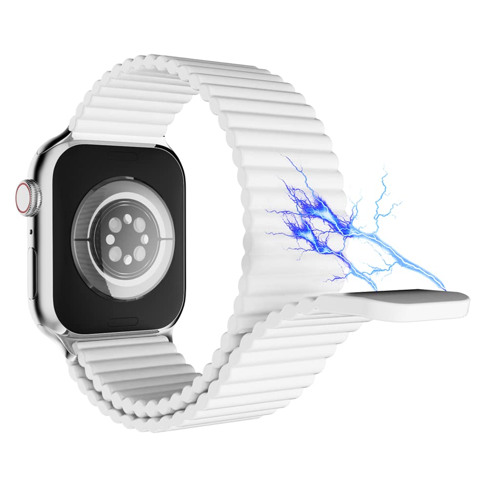 Heike Magnetic Silicone Band Compatible With Apple Watch Band 49Mm 46Mm 45Mm 44Mm 42Mm For Men Women,Sport Loop Adjustable Wrist