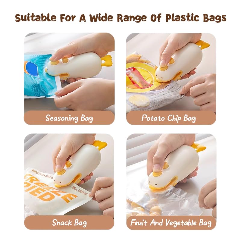 3-In-1 Mini Bag Sealer, Sealer And Cutter Heat Seal, Magnetic And Hanging Usb Rechargeable Sealer, Cute And Practical Kitchen Ga