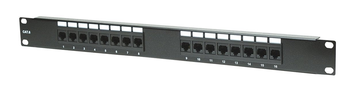 Intellinet 16 Port Cat 6 Network Patch Panel Rackmount   Installer Grade 3Mm 50 Micro Inch Gold Plated Jack Contacts   Black 519