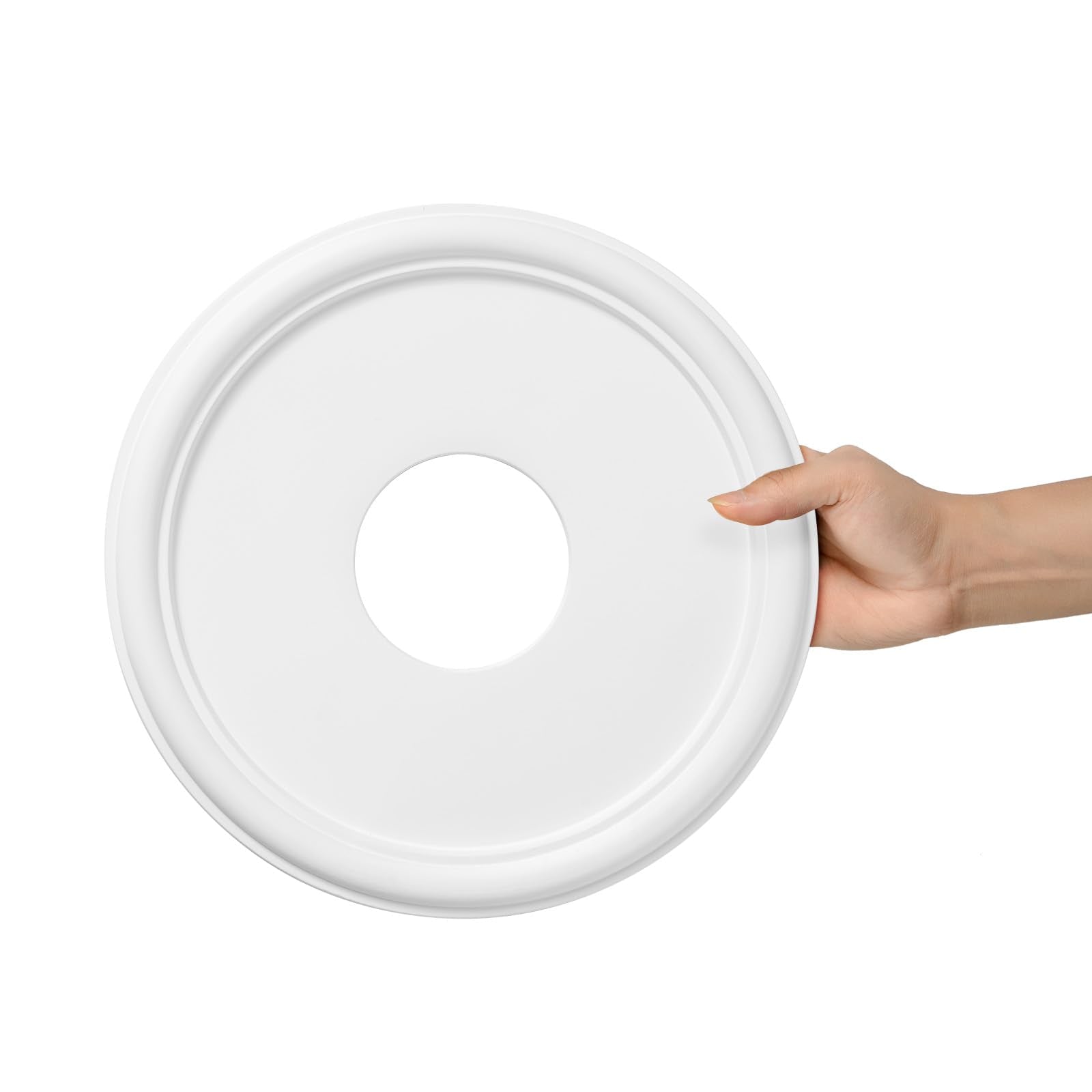 Eifhyt Molded Pu Ceiling Medallion For Light Fixtures And Ceiling Fans, 13.1''Od X 4''Id X 1''P (Fits Canopies Up To 10.25'') Wh