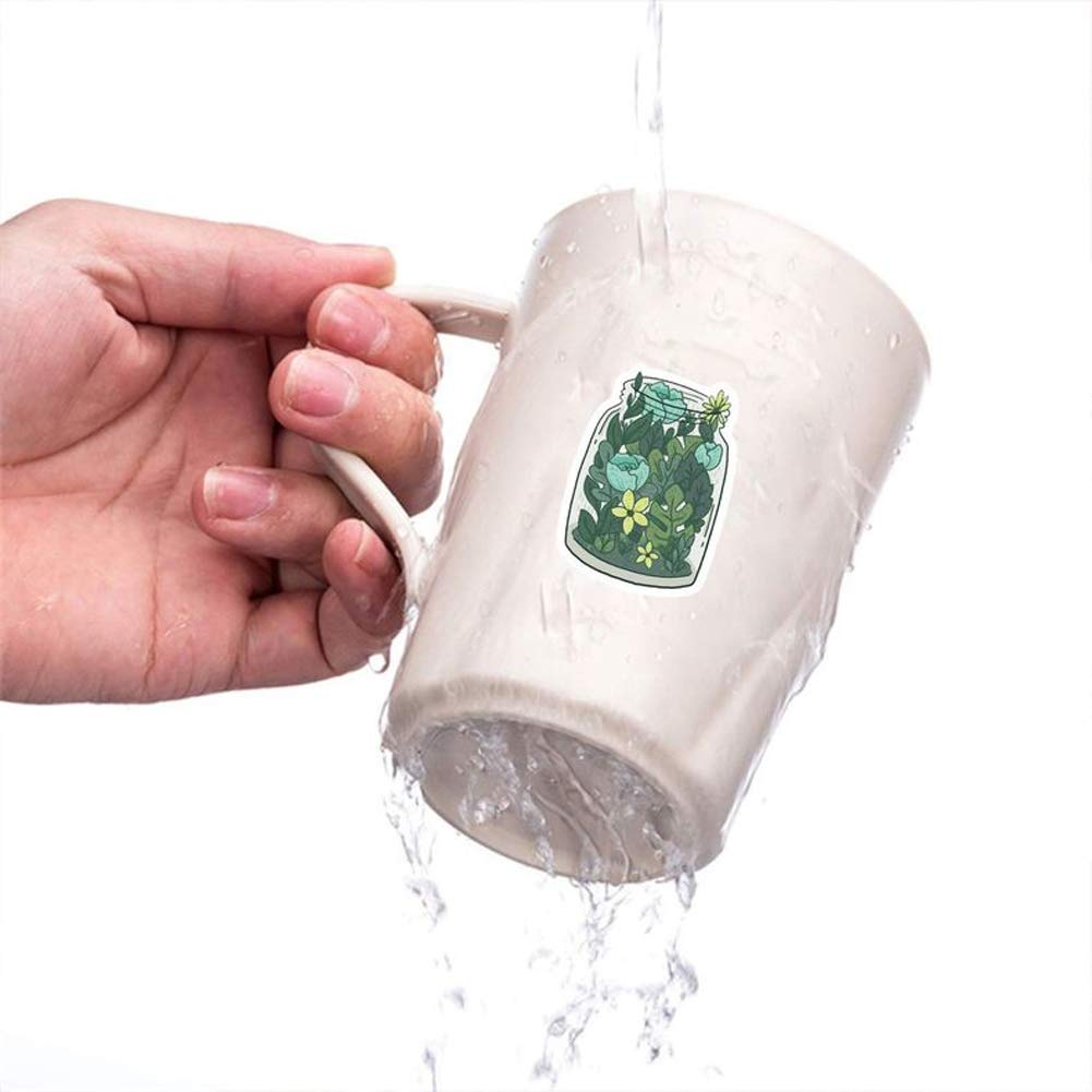 100Pcs Green Plant Stickers,Potted Plant Floral Decals Stickers For Laptop Water Bottles Phone Computer Decal Qq510637638