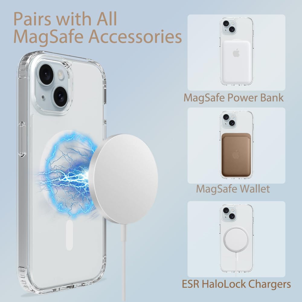 Pinlisheng Magnetic For Iphone 15 Case 6.1 Inch,Compatible With Magsafe,Shockproof Anti Scratch Clear Thin Slim Phone Case.Clear