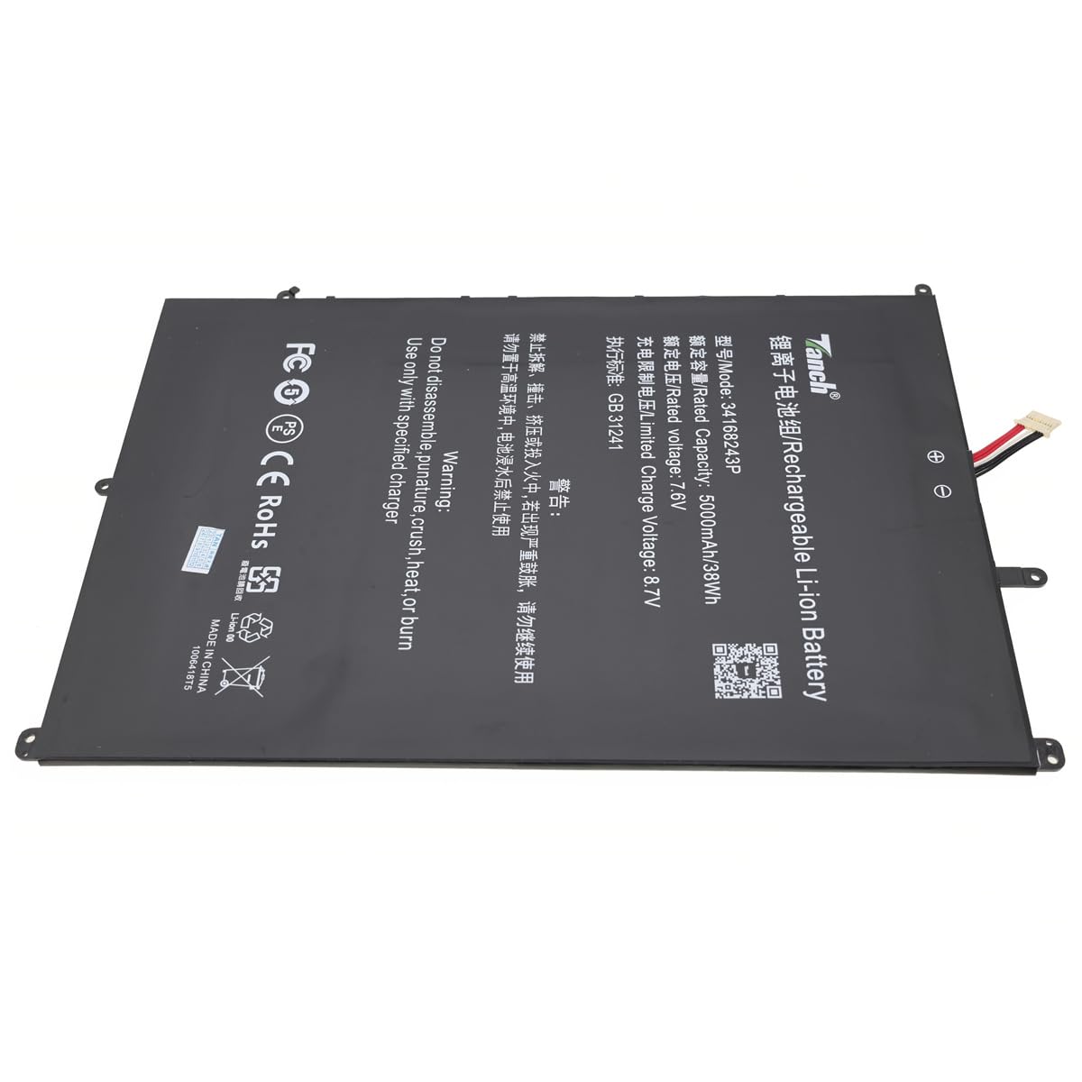 Tanch Laptop Battery 34168243P Replacement For Bmax X15 Chuwi Herobook Pro Cwi514 7.6V 5000Mah 38W
