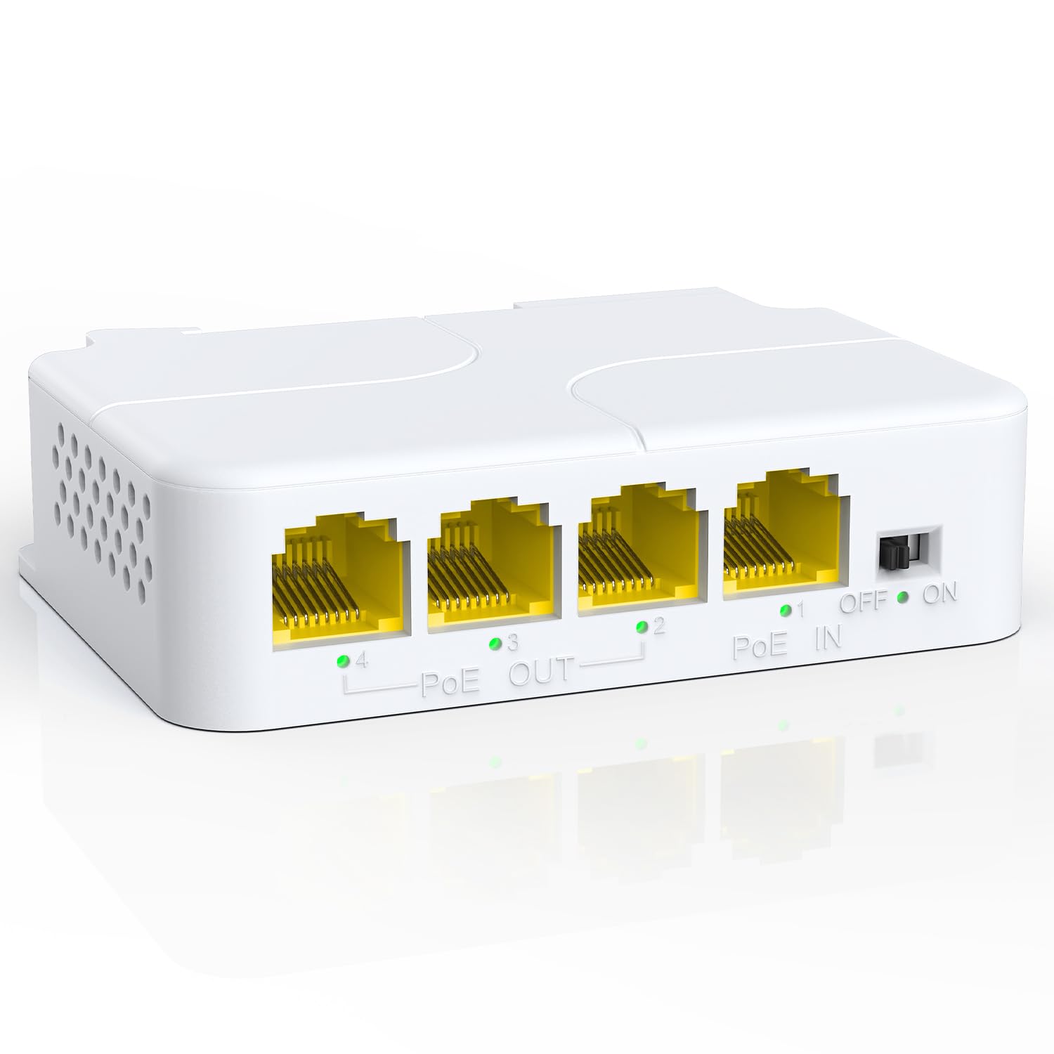 Yuanley 4 Port Poe Extender Gigabit With 3 Poe Out, Ieee 802.3Af/At Mini 4 Channel Poe Repeater 1000Mbps, Vlan, Wall And Din Rai