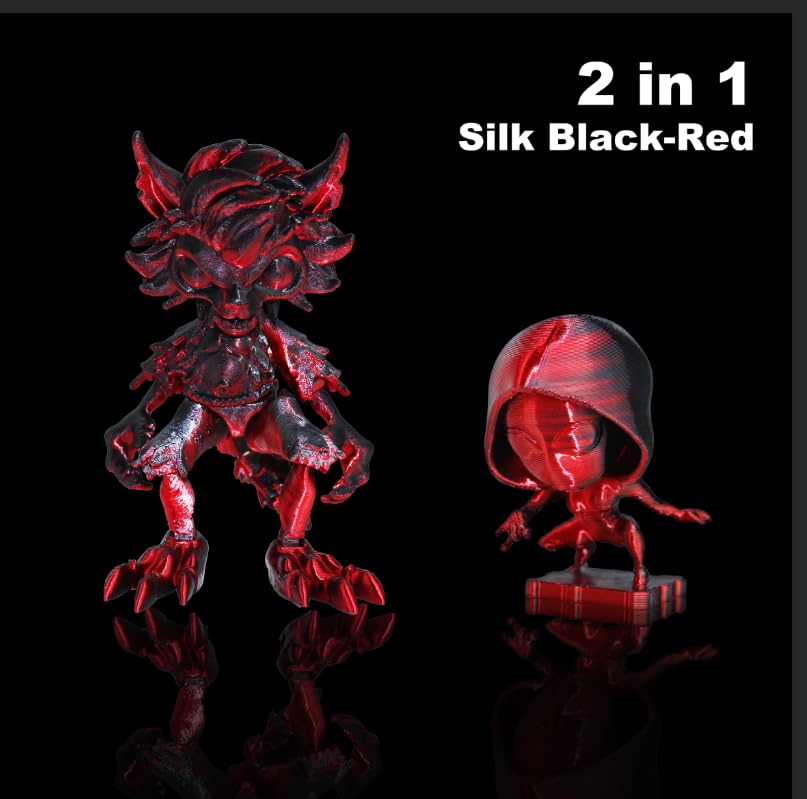 Lovoon Pla Filament 1.75Mm Silk Dualcolors Red Black, Shiny Coextrusion Pla Filament, Color Change By Angle 3D Printing Filament