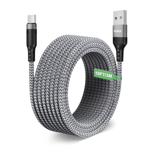 Verilux Type C Charging Cable 62W 3.1A Fast Charging Cable 10Ft Long Type C Charging Cable Data Cable Support 480Mbps Data Trans
