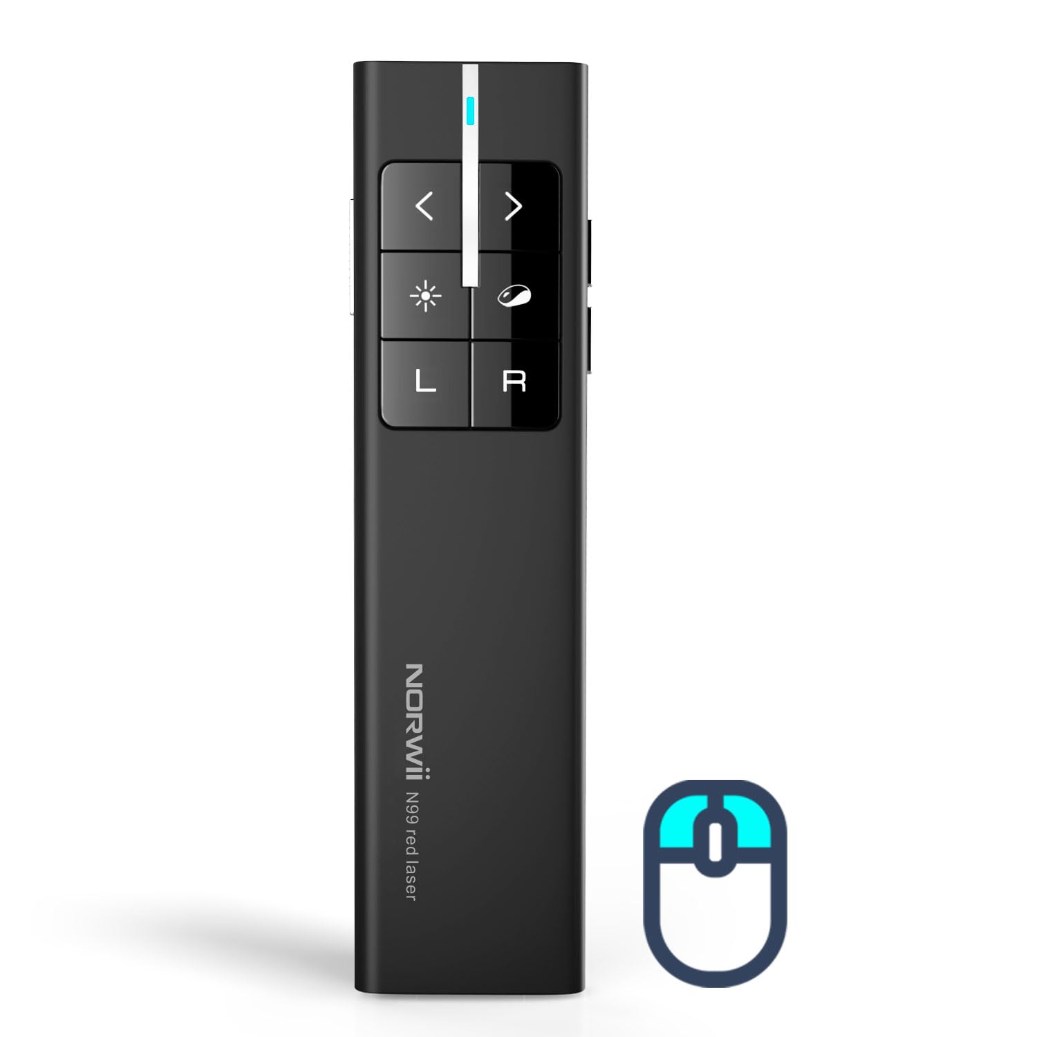 Norwii N99 Air Mouse Presentation Clicker With Laser Pointer, Clicker For Powerpoint Presentations, Wireless Presenter For Power