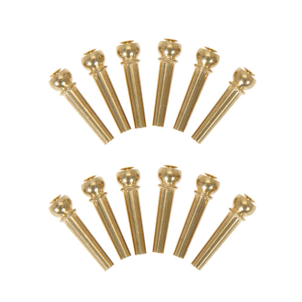 12 Pieces Brass Guitar Bridge Pins Guitar Bridge Strings Nail Pins Guitar Parts Replacement, Golden