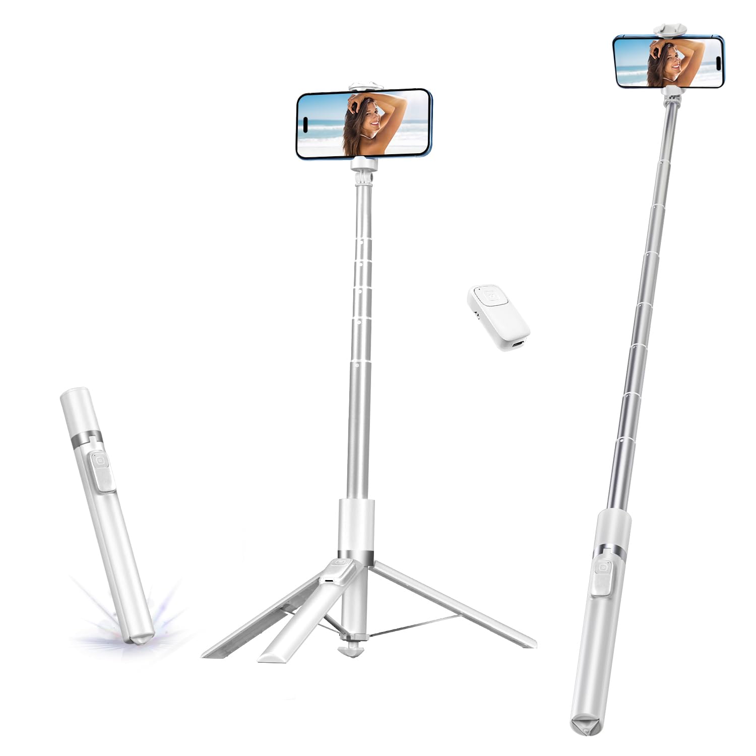 Yayusi Extendable Automatic Tripod For Iphone, 67.7'' Auto Open/Close Cell Phone Tripod Stand, Rotatable Selfie Stick Tripod Wit