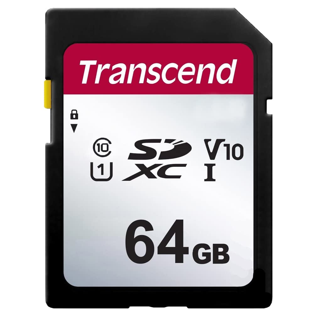 Transcend 64GB Secure Digital SDXC UHS I Memory Card, Compatible with Canon PowerShot SX170 is Digital Camera   Class 10, U1, 100MB/s, 300 Series   Pack of 2