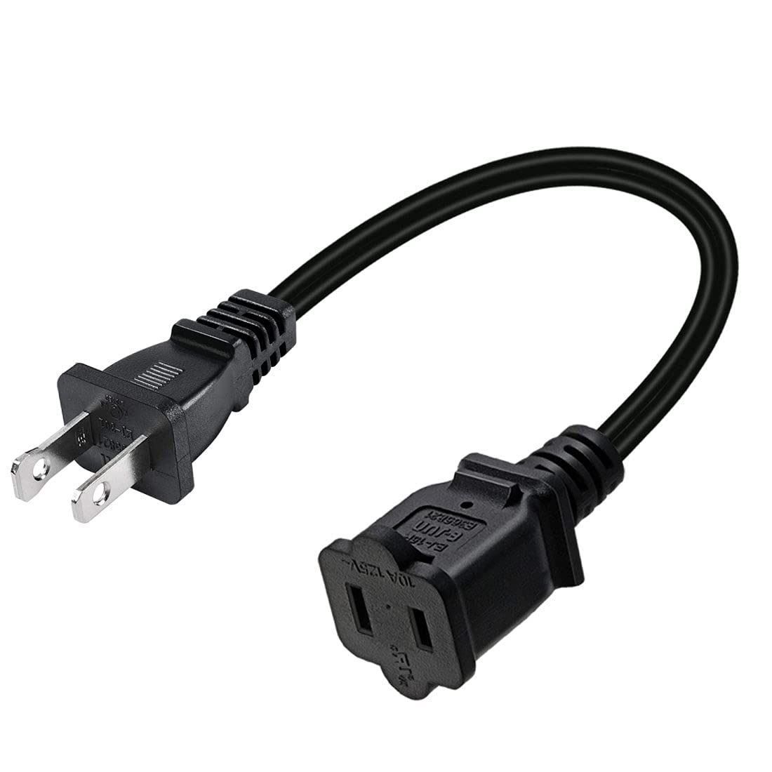 Strhowill Short 1 Foot Nema 1 15P To 1 15R Extension Cable,Polarized Us 2 Prong Male Female Extension Power Cord (Polarized Stra