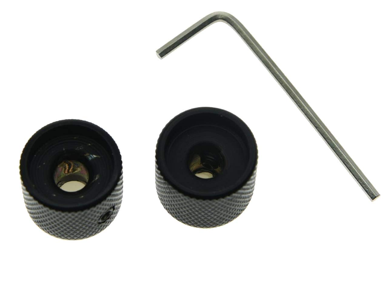 Dopro 2Pcs Black With White Pearl Cap Guitar Dome Knobs For Tele Telecaster Set Screw Guitar Bass Knob