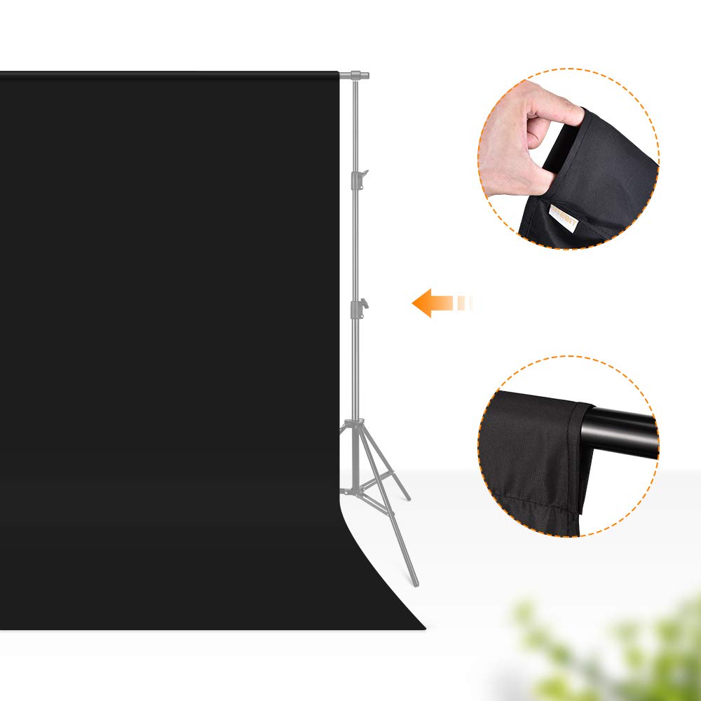 Utebit 5X6.5Ft Black Backdrop Curtain - Chroma Key Background For Photography & Professional Photo Backdrop For Photo Video Stud