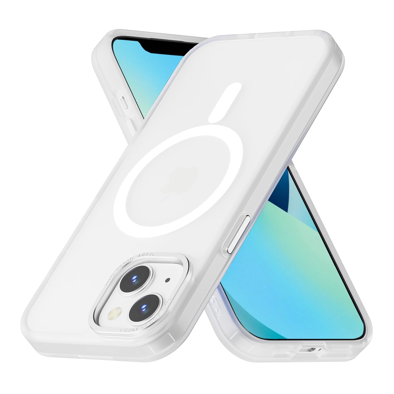 Pinlisheng Magnetic For Iphone 13 Mini Case [Metal Camera Frame&Buttons] [Milgrade Drop Protection] Shockproof Slim Translucent