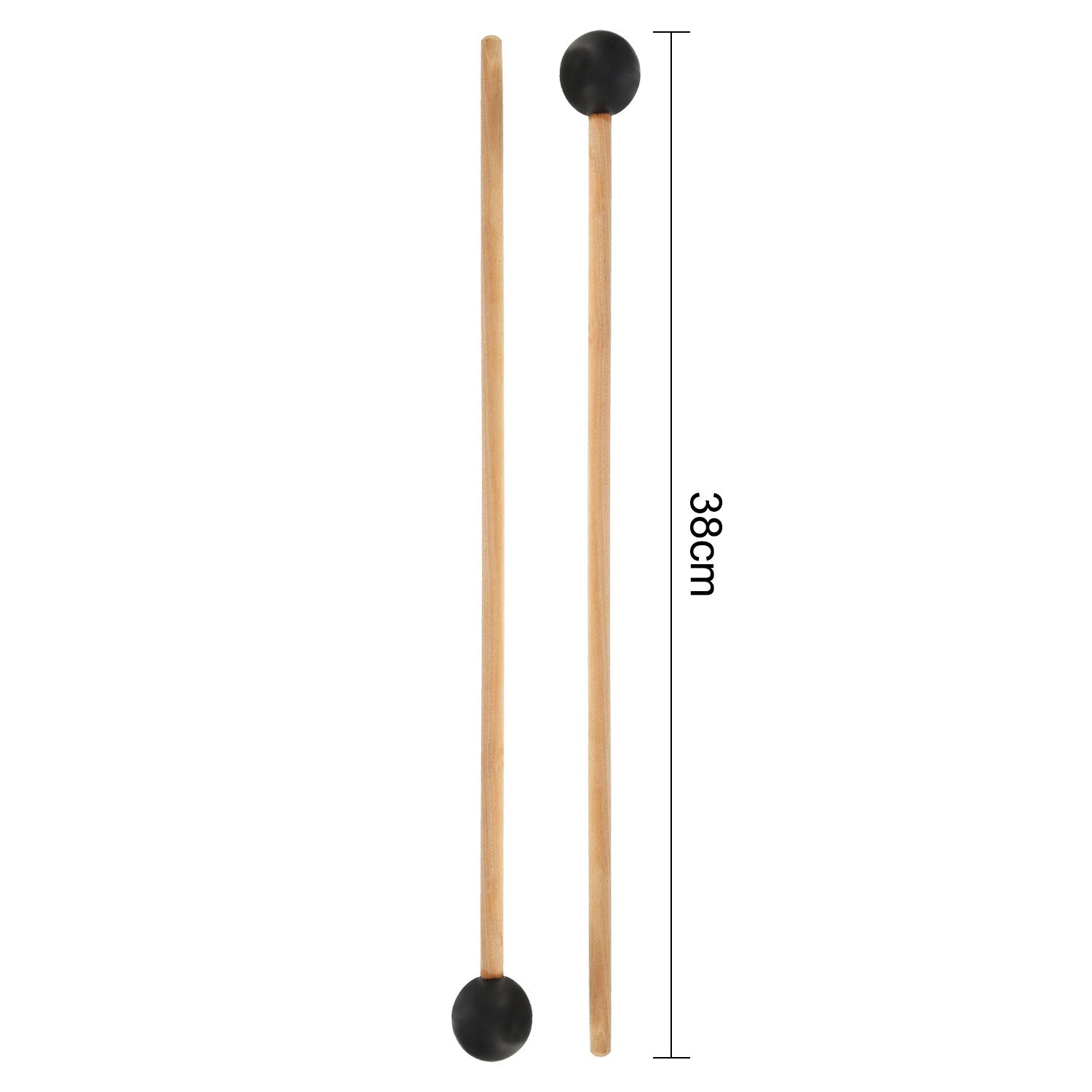 Shappy Bell Mallets Glockenspiel Sticks, Rubber Xylophone Mallet Percussion With Wood Handle, 15 Inch Long (Black)