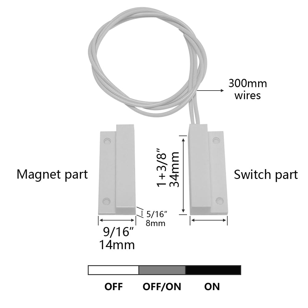 5 Sets Surface Mounted Nc Magnetic Contacts Switch For Door/Window Alarm System With Double Side Tape (White)