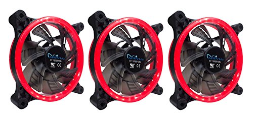 Apevia 312L Crd 120Mm Silent Dual Rings Red Led Fan With 32 X Leds & 8 X Anti Vibration Rubber Pads (3 Pk)