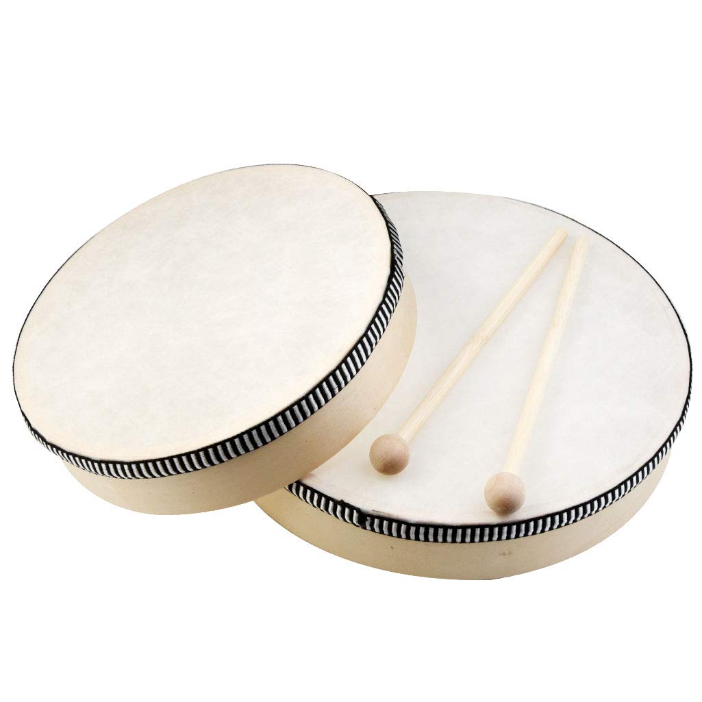 Nydotd 10 Inch & 8 Inch Hand Drum Kids Percussion Wood Frame Drum With Drum Stick Percussion Instruments Preschool Musical Educa
