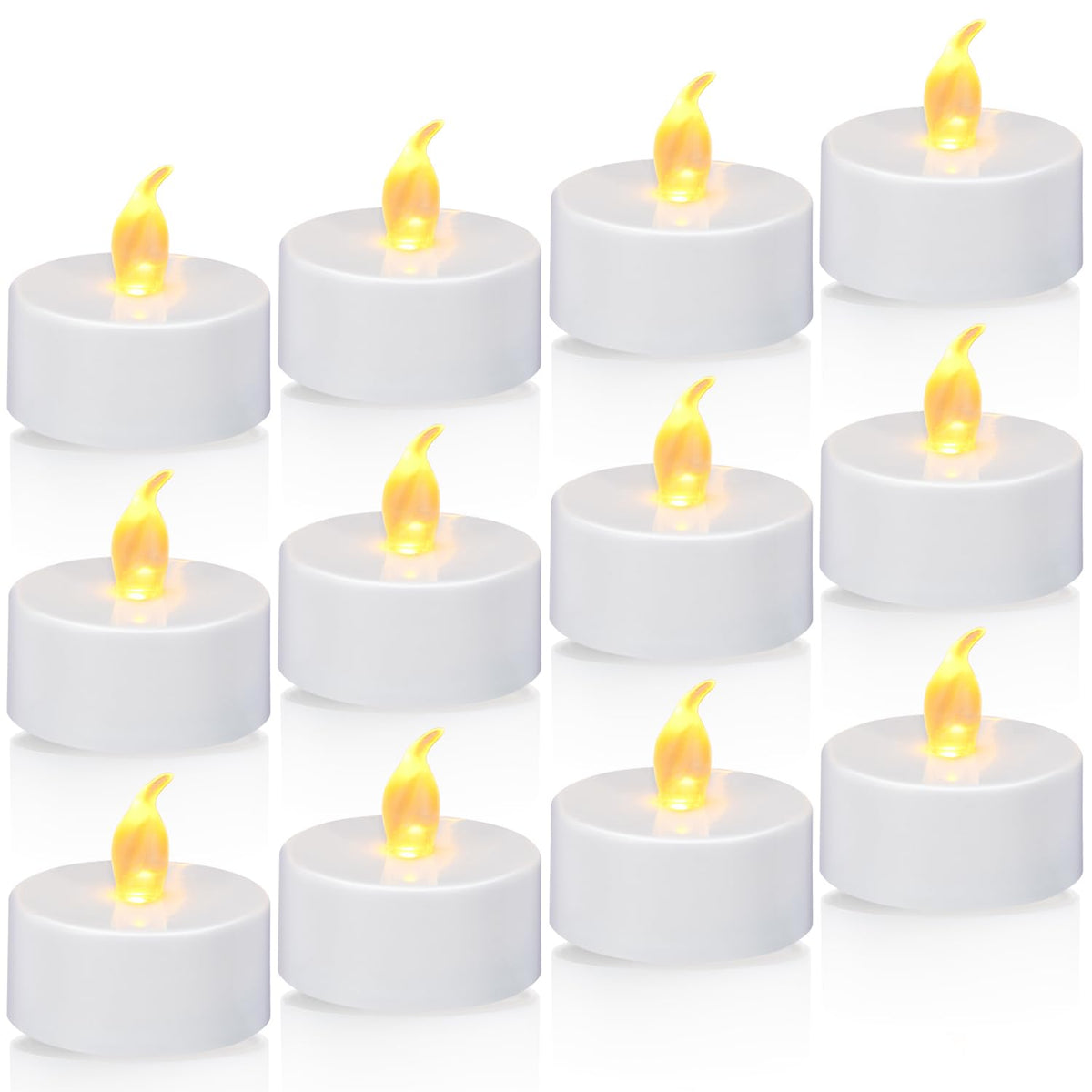 Koaby 12/24/50 Pack Tea Lights With Timer, Auto-On 6 Hours And Off 18 Hours In 24 Hours Cycle, Flameless Flickering Battery Oper