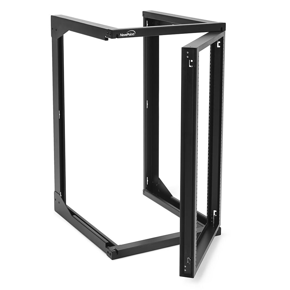 Navepoint 18U Server Rack With Swing Gate   18U Wall Mount Rack For 19 Inch It Equipment Open Frame Rack   Network Rack Wall Mou